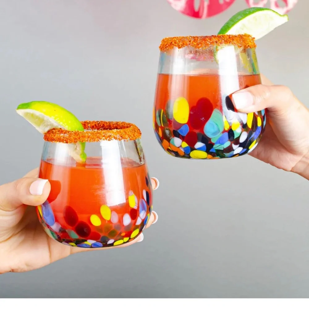 Stemless Wineglass in Confetti Dots| 12 oz.